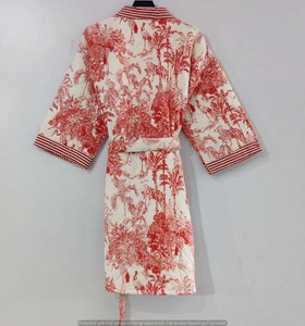 Bata Kimono Acolchada de Algodón de Alta Calidad, Bata de Baño para Mujer, Bata de Playa Unisex - Product Image 3