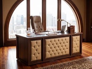 Offre Spéciale : Ensemble de Bureau Exécutif Moderne Matelassé, Finition Noyer, Matériaux en Bois Durables pour Usage Commercial - Product Image 5