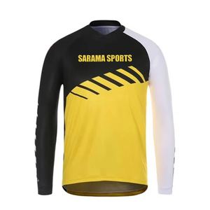 Camiseta de carreras de motocross, poliéster 100%, transpirable, absorbe la humedad, manga larga, cuello en V, camiseta de carreras con manga raglán - Product Image 1