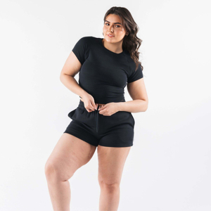 Tops courts en coton de haute qualité pour femmes T-shirts décontractés avec design compressé Style de sport respirant à séchage rapide pour l'été - Product Image 4