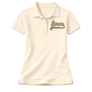 Polo Sororité Grecque Ivory 08 pour Femmes, Rose et Vert, Vêtement Polo Casual Chic pour Sororité Universitaire - Product Image 3