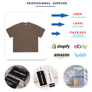 100% algodón de lujo Boxy recortada camiseta para hombres 280g peso pesado Anti-encogido Camiseta de punto de gran tamaño estilo Formal - Product Image 2