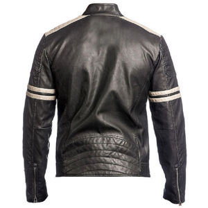 Por encargo de los hombres Slim Fit motocicleta Biker chaqueta de cuero genuino Precio al por mayor a prueba de viento chaquetas de cuero de moto - Product Image 3
