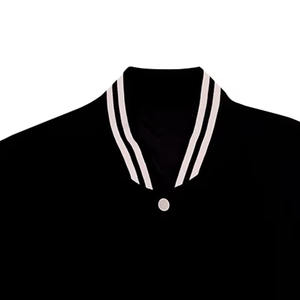 Vente en gros de vestes noires personnalisées teintes unies en laine mélangée pour hommes Jersey de sport surdimensionné Veste universitaire vierge à manches brodées - Product Image 3