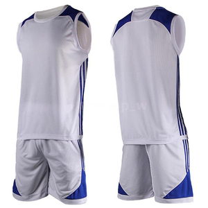 Uniformes de Baloncesto Transpirables de Alta Calidad 2026, Logotipo Personalizado, 100% Poliéster, Blanco Liso y Azul, Mejor Oferta, Unisex - Product Image 1