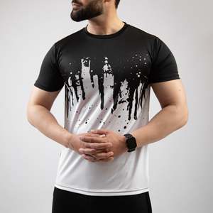 Camiseta de Manga Corta, Corte Ajustado, Sin Tejido, con Estampado Frontal Sublimado, Estilo Moderno, para Hombre, Cuello Redondo, Venta al Por Mayor - Product Image 3