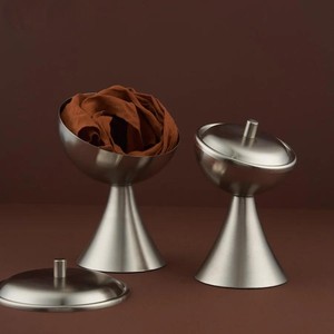 Ensemble de bols à dattes en métal de taille personnalisée, finition moderne et luxueuse, trois pots à khajoor différents, service de table de cuisine du Moyen-Orient, chocolat - Product Image 6