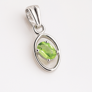 Sterling Silver Bạc 925 Rhodium <span class=keywords><strong>Peridot</strong></span> Hình Bầu Dục Mặt Dây Chuyền Màu Xanh Lá Cây Tối Giản Vòng Cổ Thiên Nhiên Lấy Cảm hứng Cho August Sinh Nhật Phong Cách Hàng Ngày - Product Image 4