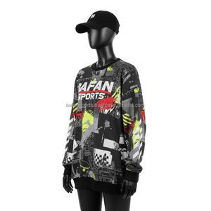 เสื้อกันหนาวผ้าฝ้ายโพลีเอสเตอร์สำหรับผู้หญิง, เสื้อกันหนาวระบายอากาศได้ดีพิมพ์ลายกราฟิกแบบซับลิเมชันพิมพ์ลายด้วยระบบ GSM - Product Image 4