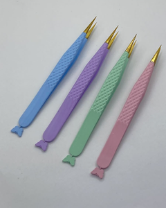 Pinzas para pestañas de acero inoxidable de calidad fina, pinzas para pestañas rectas y curvas, suministros para extensiones de pestañas - Product Image 1