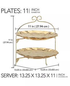 Custom Printed Shiny Golden Metal Round Cake Stand Home <b>Party</b> Decorative Server for <b>Sweets</b> & Desserts A.H. Decorative - Product Image 2