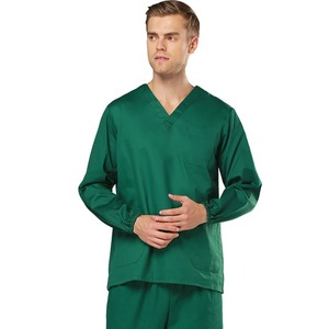 เครื่องแบบการพยาบาลสำหรับผู้ชายและผู้หญิงเสื้อคอวีแขนสั้นเสื้อขัดผิวด้วยกระเป๋าหลวมเสื้อใส่ทำงาน unisex เสื้อเครื่องแบบ - Product Image 4