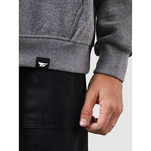 Sweat à capuche en molleton bouclette gris anthracite taille XSS zippé avec broderie 3D délavée à l'acide et appliqué streetwear pour homme/femme - Product Image 5