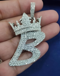 Colgante de Lujo Hip Hop con Diseño de Corona y Letra B del Alfabeto Personalizado, con Diamantes Moissanite VVS Brillantes, en Plata de Ley 925 - Product Image 2
