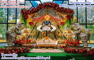 RajMahal Thème Mariage Blanc Mastani Mandap Événement De Mariage Royal Mandap Décor Magnifique Intérieur Doré Sculpté Mariage Mandap Guyana - Product Image 2