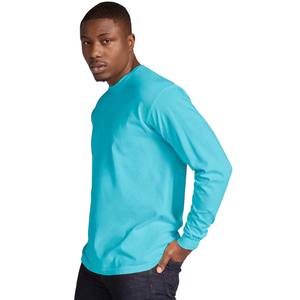 Camiseta informal de manga larga con cuello redondo ancho y profundo de algodón de jersey básico con impresión personalizada - Product Image 3