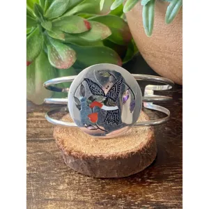 Zuni Made Multi Stone & <b>Sterling</b> <b>Silver</b> Micro-Inlay <b>Cuff</b> <b>Bracelet</b> - Product Image 1