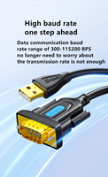 DTECH kabel adaptor USB ke RS232 DB9 jaket PVC kabel seri Video kabel Printer 1.5M