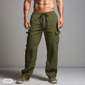 Pantalones para correr de otoño e invierno para hombre de alta calidad, pantalones Cargo informales grises sueltos, ropa deportiva de algodón, bolsillos rectos para Fitness-XL - Product Image 1