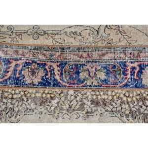 Alfombra Pequeña Vintage de 2.3x3.6 pies, Alfombra Turca de Lana con Diseño a Cuadros Azules - Product Image 4