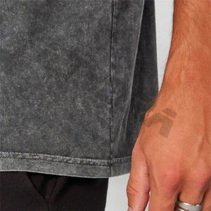 เสื้อยืดผู้ชายผ้าคอตตอนฟอกลายกรดวินเทจโอเวอร์ไซส์ทรงหลวมเปิดไหล่ตกน้ำหนักตัวหนักเสื้อยืดผู้ชายใส่สบายออกแบบได้ตามต้องการ - Product Image 5