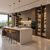 Armoires de cuisine modernes de luxe sur mesure avec îlot, placards modulaires, service de personnalisation pour toute la maison