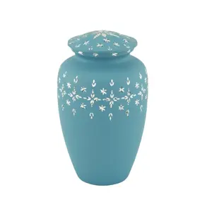 Urna Funeraria de Metal Plateado Azul con Grabado de Águila Americana para Cenizas de Mascotas y Humanos, Diseños Decorativos Conmemorativos - Product Image 2