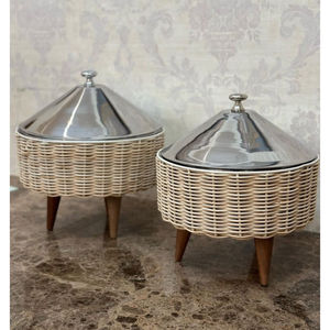 Plat d'affichage de buffet en prix de gros plat de service de nourriture rond chauffe-plats en nacre avec chauffe-plats à lèvres martelées - Product Image 6