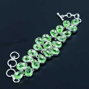 Handmade 925 Sterling Silver Plated Adjustable Women's <b>Bracelet</b> Green <b>Amethyst</b> Gemstone Fashion Jewelry Cute Gift - Product Image 5