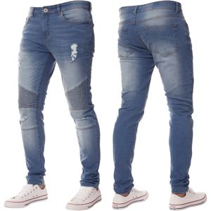 Jeans décontractés pour hommes, style streetwear, coupe ample, jambe droite, jeans délavés, jeans amples en denim bleu pour hommes - Product Image 2