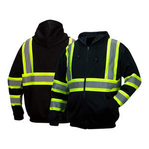 Veste de travail d'hiver de haute qualité en polyester, bomber réfléchissant de sécurité, vêtements de travail, capuche dissimulée, rembourrée, imperméable - Product Image 3