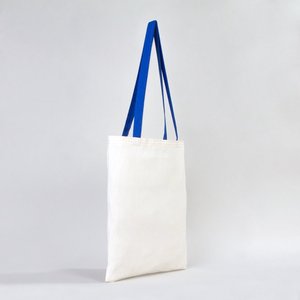Cotton Tote <b>Bag</b> 14x16 with Saks Blue Handles <b>Reusable</b> Eco-Friendly for Foods Advertising Gifts Heat Transfer Printing Recyclable - Product Image 3
