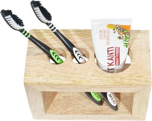 Le magasin d'artisanat présente le support de brosse à dents en bois de mangue salle de bain, porte-brosse à dents Design élégant écologique - Product Image 3