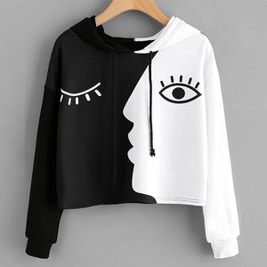 Breathable Winter Women <b>Crop</b> <b>Top</b> Hoodies Fleece Polyester/Cotton Anti-Shrink Anti-Wrinkle Anti-Pilling Embroidered Printed - Product Image 2