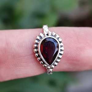 <b>Garnet</b> <b>Ring</b> Sterling Silver, Pear Gemstone January Birthstone Gift - Product Image 6