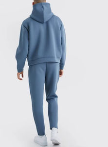 Conjunto de Sudadera con Capucha Holgada de Felpa Gruesa para Hombre, Color Sólido, 2 Piezas, Chándal, Logotipo Personalizado - Product Image 2