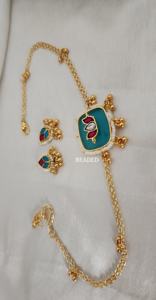 Heritage Style Jadau Set hecho a mano para una elegancia sin esfuerzo y un desgaste mínimo Bonito collar con pendientes Conjunto de collar simple - Product Image 2