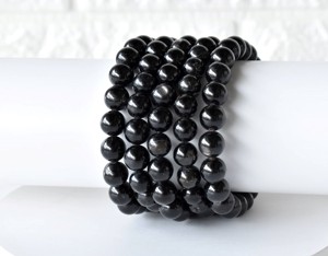 Worldwide Selling Excellent Quality Wholesale Healing Meditation Black Color Healing Apachetears Round <b>Gemstone</b> Beaded <b>Bracelet</b> - Product Image 1