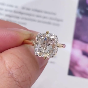 5.00ct Lab Grown Yellow Gold Solitaire Engagement <b>Ring</b> SQ Cushion Cut IGI Certified D-E-F Color VVSVS Clarity <b>Diamond</b> <b>Rings</b> - Product Image 1
