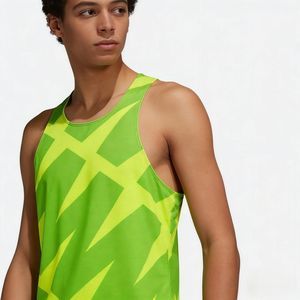 Women Neon Green Geometric Print Quick Dry Tank <b>Top</b> Breathable Lightweight <b>Mesh</b> Sleeveless Workout Shirt for Running Gym Fitness - Product Image 5