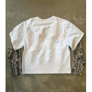 Nueva llegada Venta caliente doble capa de manga larga personalizada de alta calidad 100% algodón doble capa de gran tamaño hombres camiseta - Product Image 6