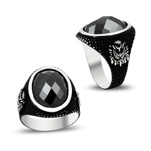 925 Sterling Silver Onyx Men's <b>Ring</b> <b>Resizable</b> Gemstone Jewelry for Turkish <b>Ring</b> Anniversary Ottoman <b>Ring</b> Made in Turkey - Product Image 2