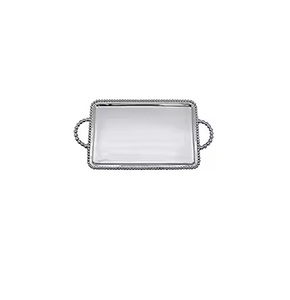 Plateau de service en aluminium poli brillant Plateau de service très exigeant avec poignée disponible pour le service de café et de thé dans les restaurants - Product Image 1