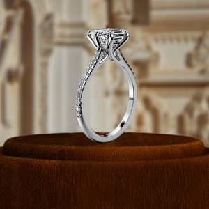 แหวนเพชรทรง Asscher 1 กะรัต ผลิตในห้องปฏิบัติการ แบบ 6 ก้าน ประดับเพชรแบบ Half Pave  ทอง 14k แหวนขอแต่งงาน ได้รับการรับรองจาก IGI แหวนเพชรแบบ Pave สำหรับเป็นของขวัญ - Product Image 4