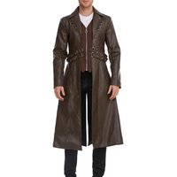 Manteaux en cuir à capuche longs pour cosplay d'Halloween, taille plus, vintage, médiéval, steampunk, gothique, respirants, noirs