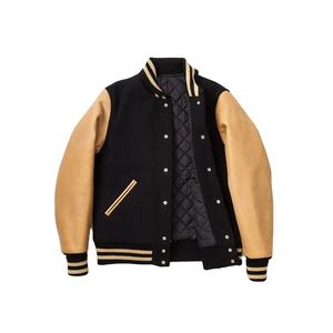 Nouvelle étiquette personnalisée logo manches en cuir broderie décontracté hommes blouson aviateur léger américain de baseball veste pour hommes - Product Image 1