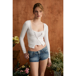 Conjunto de Dos Piezas GRIMELANGE ELVURA para Mujer: Blusa con Cuello de Tela Elástica y Detalle de Encaje con Botones y Camiseta sin Mangas - Product Image 4