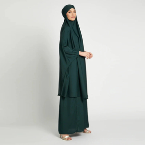 Luxury Islamic Women Abaya <b>Dress</b> Cotton Polyester Floor Length High Neck Four-Way Stretch <b>Long</b> Sleeve Breathable Modest Wear - Product Image 1