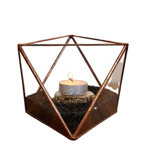 Contenedor de Terrario de vidrio geométrico al por mayor colorido esmerilado ámbar negro claro estampado de San Valentín cilindro de Metal de seda hecho a mano - Product Image 1