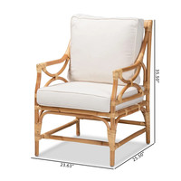 Silla de mimbre natural hecha a mano de estilo elegante básico de nuevo diseño para sala de estar o villa de hotel y restaurante de Vietnam G107